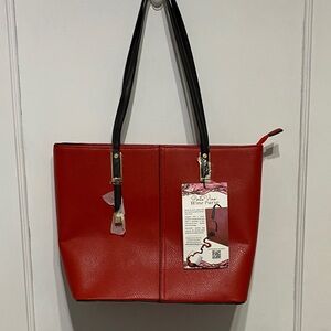 Red Leather Wine Tote Bag